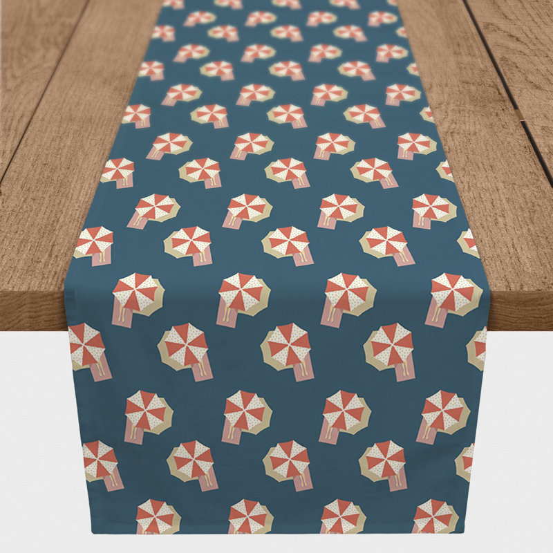 Rectangular Table Runner, 72" x 16", Navy Blue/Red