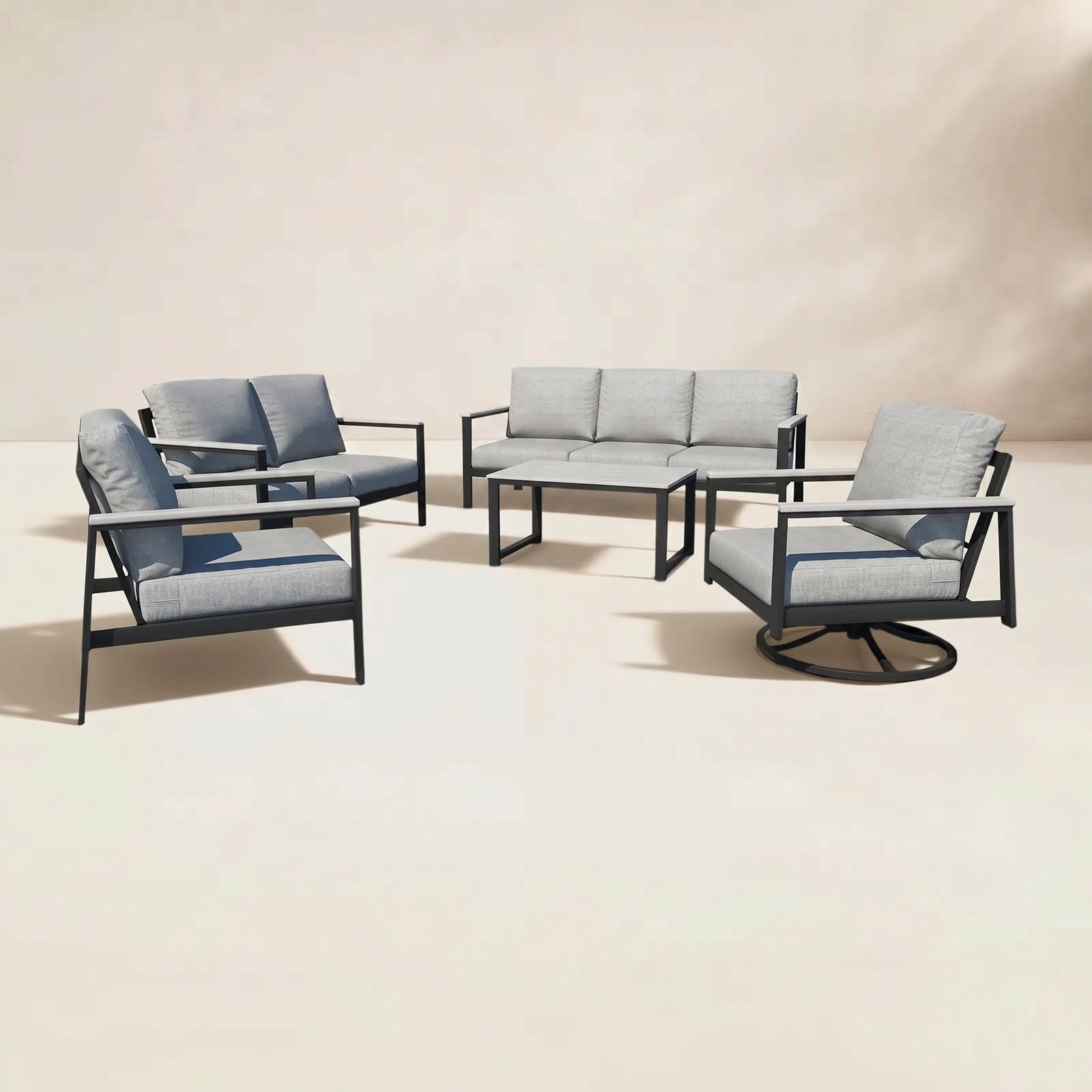 Townsend 7-Person Sunbrella® Patio Seating Group, Canvas Granite Sunbrella® Canvas