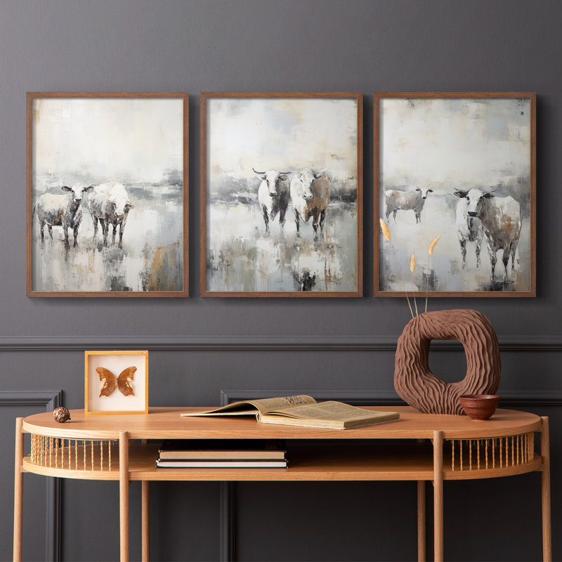 Ensemble de 3 reproductions de giclées encadrées - Prêt à accrocher, Cadre noyer, H 10 po x l 8 po