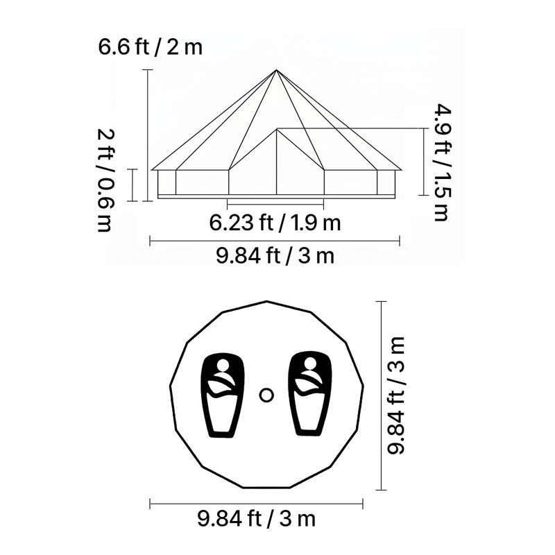 Tent, Dark Green, 201.2cm H x 299.9cm W x 299.9cm D
