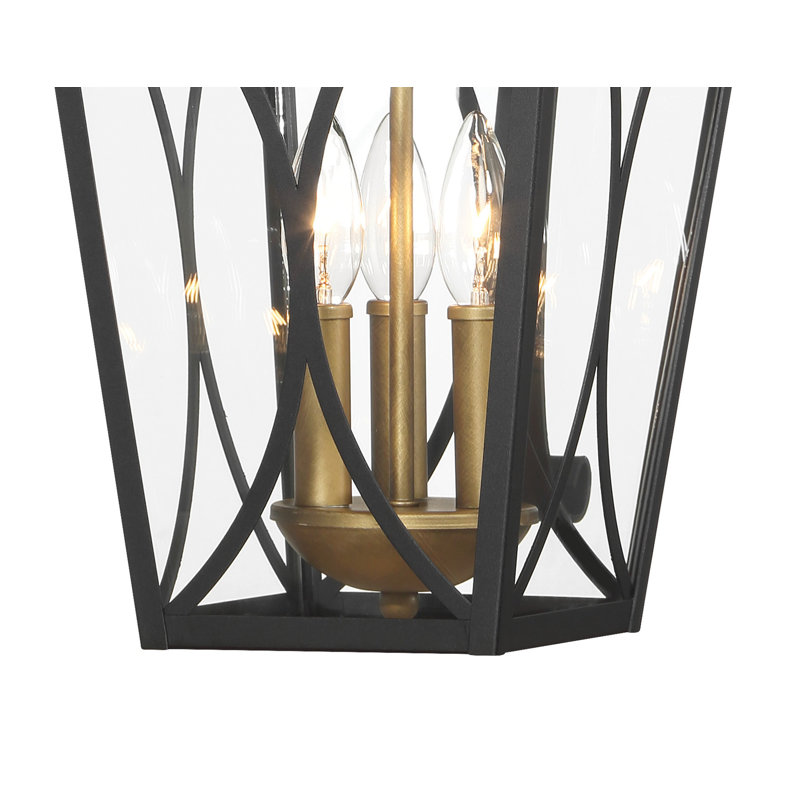 Minka Lavery Cardigan - 3 Light Outdoor Wall Mount In Sand Coal Black & Olden Brass Finish