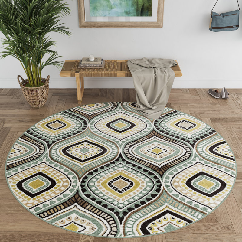 Tapis écume de mer / brun Martello, Rond 7 pi 10 po