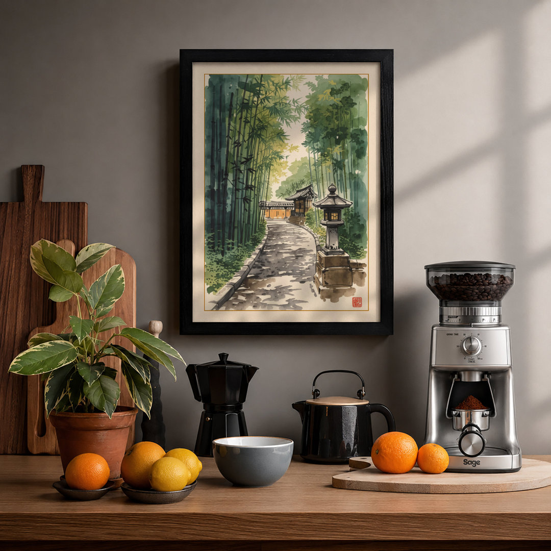 Path Through Bamboo Japandi - Framed Print