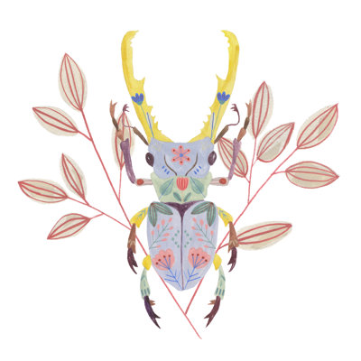 Floral Beetles V by Melissa Wang - Wrapped Canvas Painting