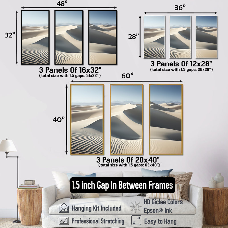 Markeda - Ensemble de décorations murales vagues côtières, Cadre naturel flottant, H 32 po x l 48 po x P 1 po