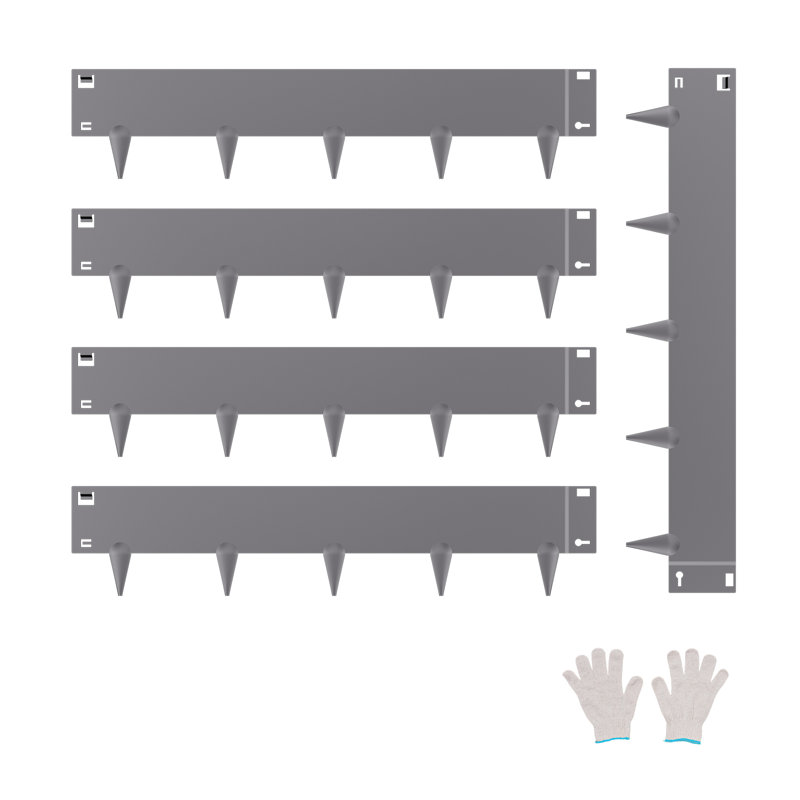 Ensemble de 5 bordures en acier résistant à la rouille, H 0,06 po x l 39 po x P 8,15 po, Gris foncé