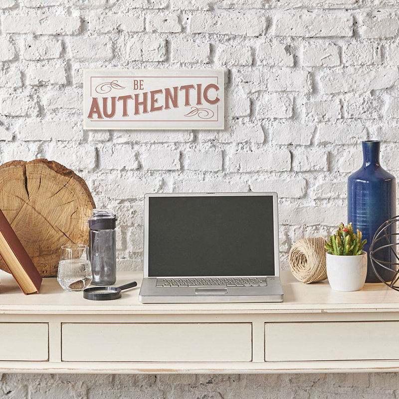 « Ca-791 be Authentic Text » par Daphné Polselli-impression, Plaque en bois, H 7 po x l 17 po