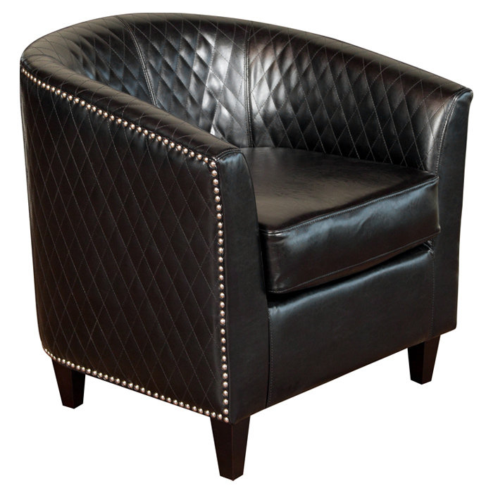 Faux Leather Accent Chair, Black Faux Leather