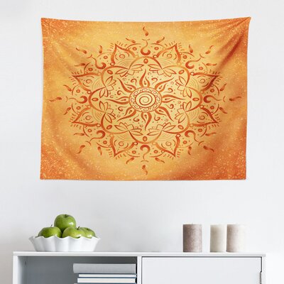 Lotus Tapestry, Sun Pattern Ombre Effect Mandala Culture Print, Fabric Wall Hanging Decor For Bedroom Living Room Dorm, 45"" X 30"", Orange -  East Urban Home, 8C0CEAEF3EF943A59B2940706CC58A7B