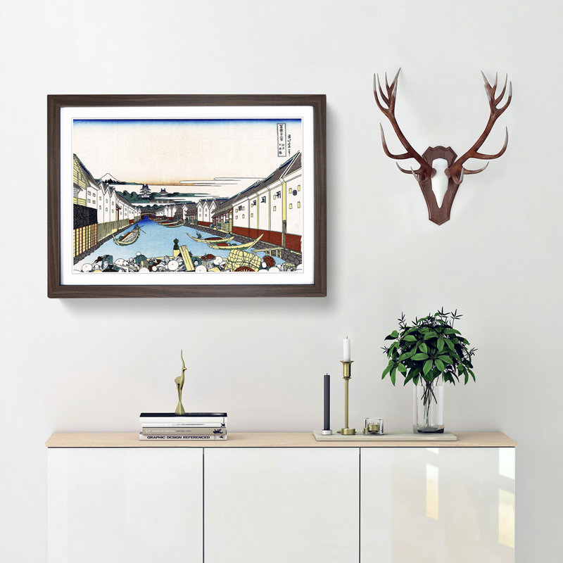 Nihonbashi in Edo by Katsushika Hokusai - Framed Print, 27cm H x 36cm W x 2cm D, Walnut Framed