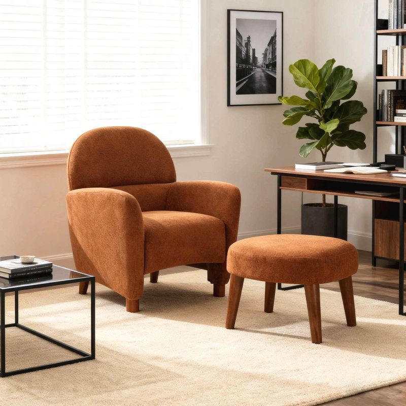Chaise paresseuse de style moderne avec repose-pieds avec repose-pieds - Canapé de loisir rembourré en tissu, chaise de coin dans les bureaux élégants pour les petits espaces