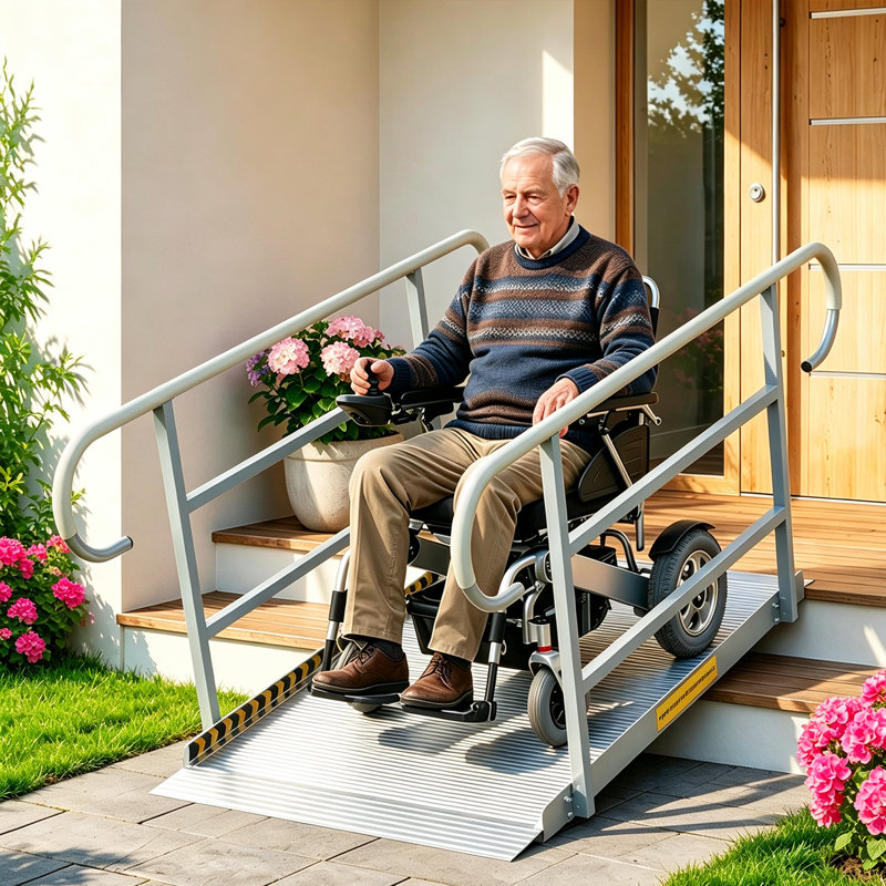 Rampe pour fauteuil roulant en aluminium 3/4 5/7/8/10 pi avec rampes, rampe antidérapante robuste de 1200 lb pour les marches à domicile