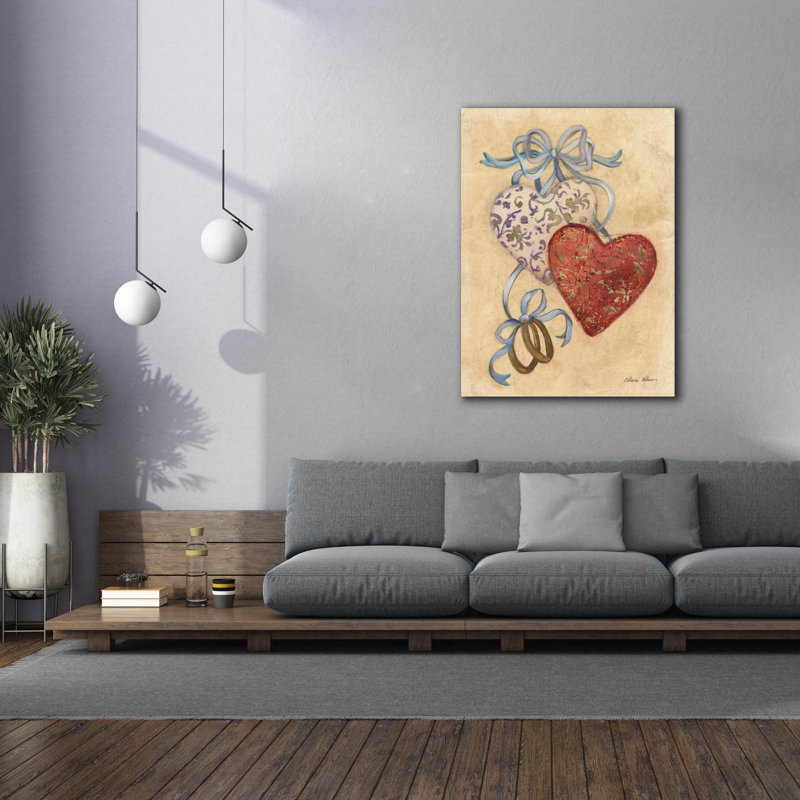 Toile épique Graffiti «Hearts and Ribbons 3» par Cheri Blum, art mural 40 po x 54 po