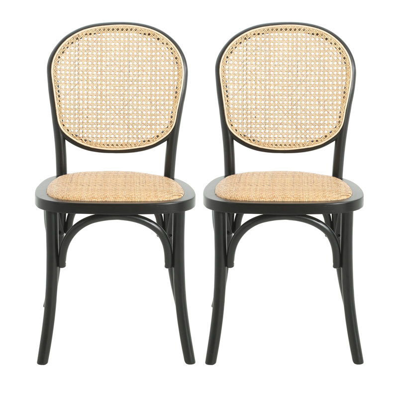 Chaises de salle à manger (ensemble de 2), Beige, Noir, noir, noir, noir
