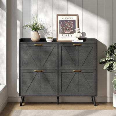 24 Pair Shoe Storage Cabinet With 4 Drawers and Adjustable Shelves