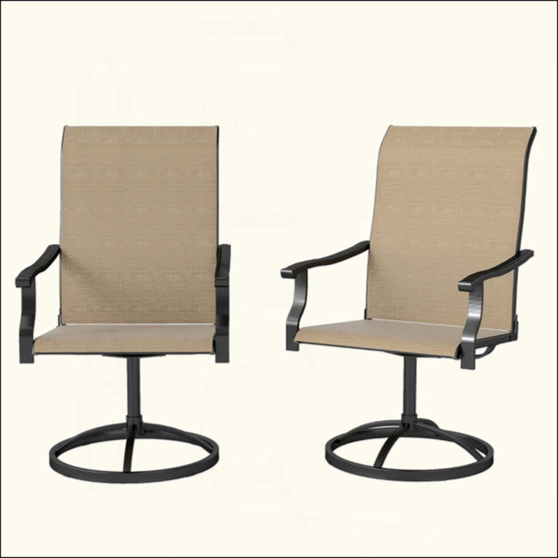 Ensemble de 2 chaises d'extérieur à haut dossier, chaises pivotantes, Noir / brun