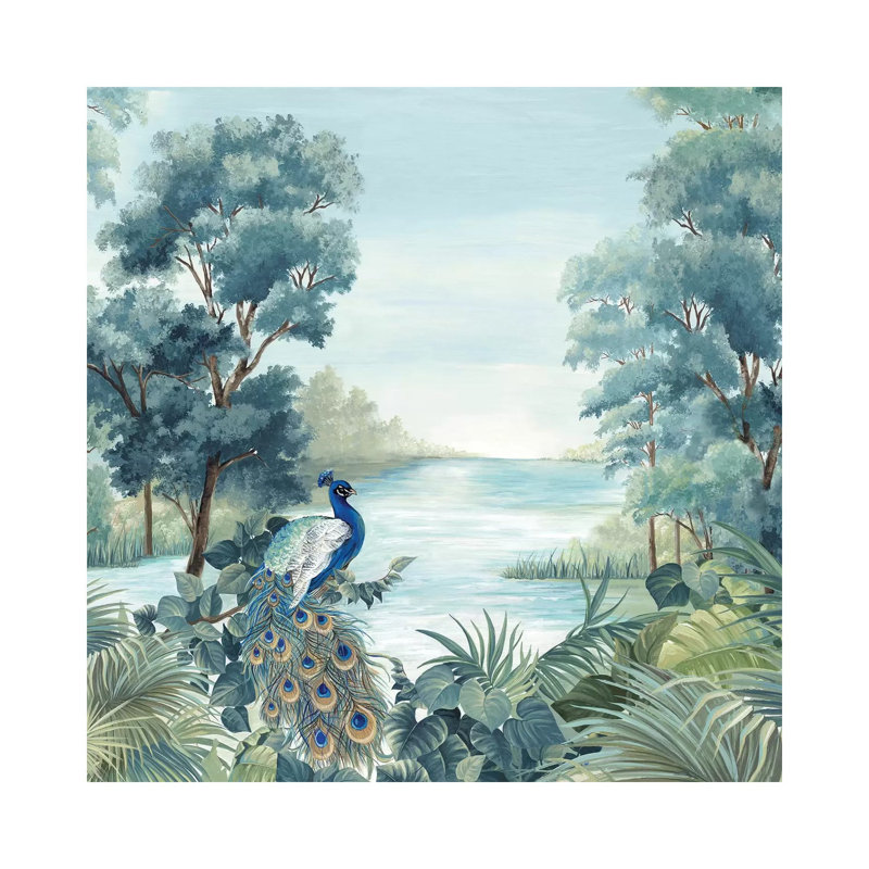 Peafowl by Eva Watts - Painting on Canvas, Wrapped Canvas, 30.48cm H x 30.48cm W x 1.91cm D