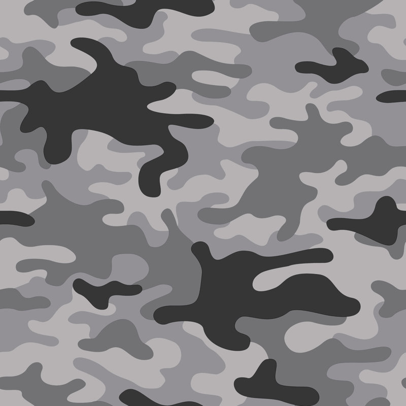 Kids and Teens Collection Camo Wallpaper Roll, Grey/Black