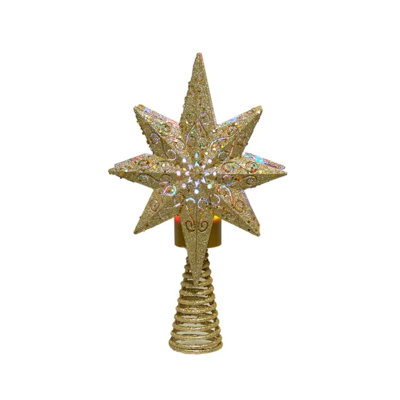 Kurt Adler's dazzling Gold Glitter Polaris Projector Treetop