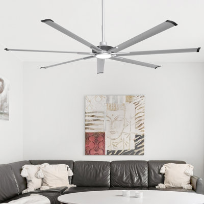 84" / 100" Modern Industrial Dimmable Ceiling Fan with LED Lights and Remote Control, 6-Speed Reversible DC Motor, 3 Color Lights, Timer, 7 Extra Large Aluminum Blades