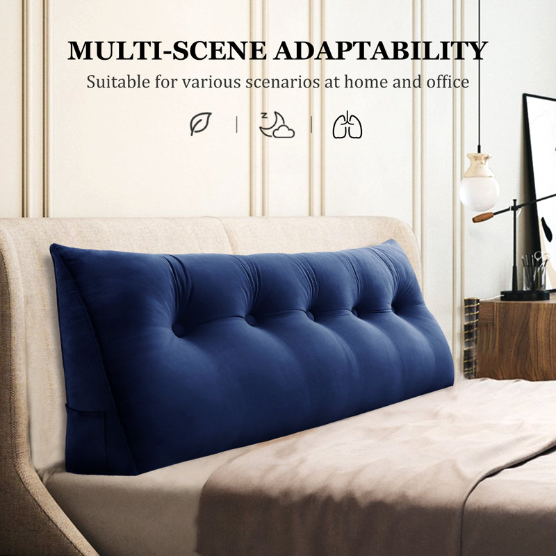 Triangular Backrest Cushion, Dark Blue, 50cm H x 160cm W