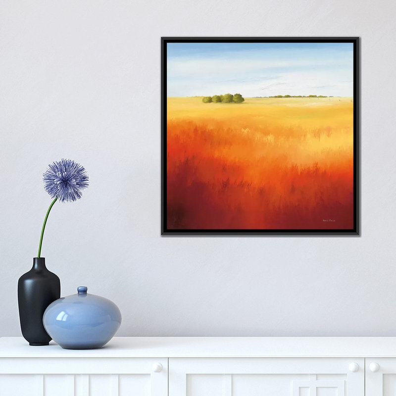 « red field ii », impression sur toile, H 18 po x l 18 po x P 1,5 po, Toile avec cadre noir, Pas de tapis