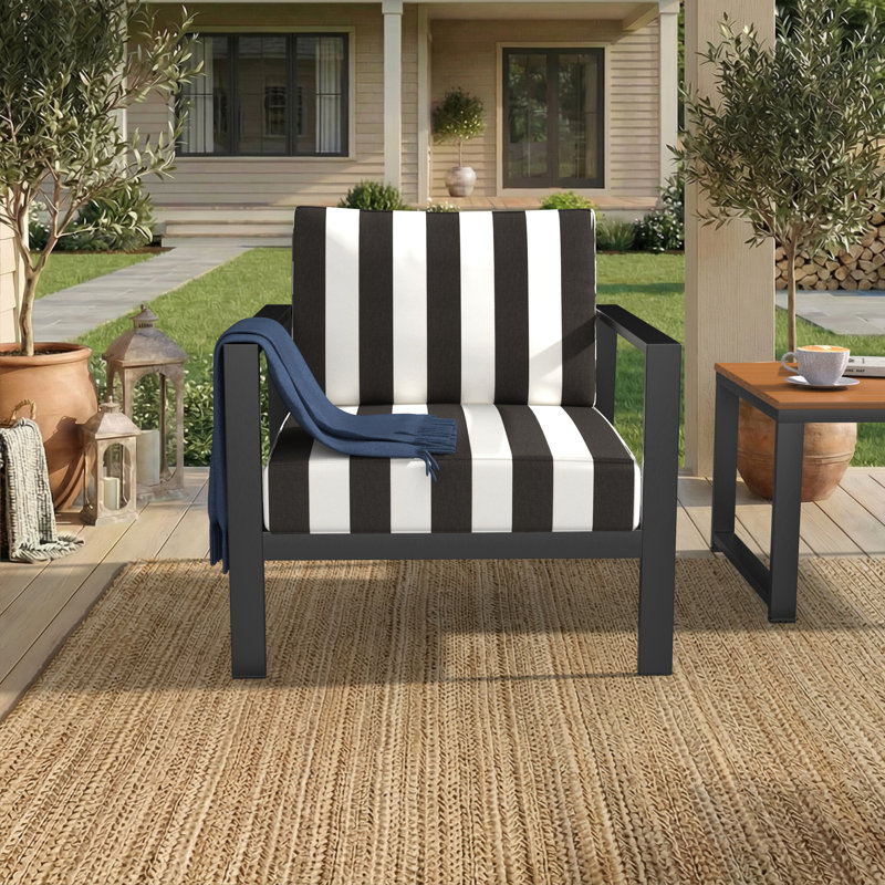 Sunbrella® Outdoor Deep Seating Louge Chair Cushion, 25" W x 26" D, Sunbrella® Cabana Classic Black