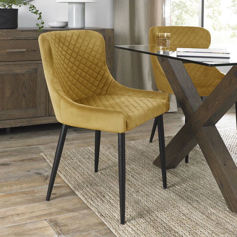 Noa 49cm H Velvet Upholstered Metal Parsons Chair, Black, Mustard