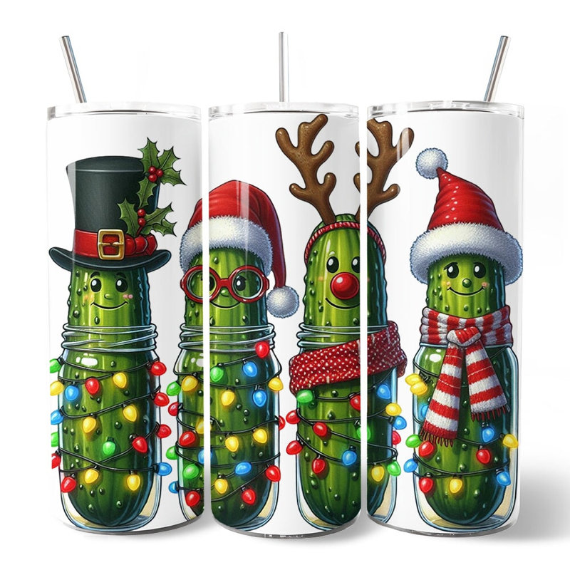 Gobelet de Noël personnalisé 20 oz avec couvercle et paille en acier inoxydable
