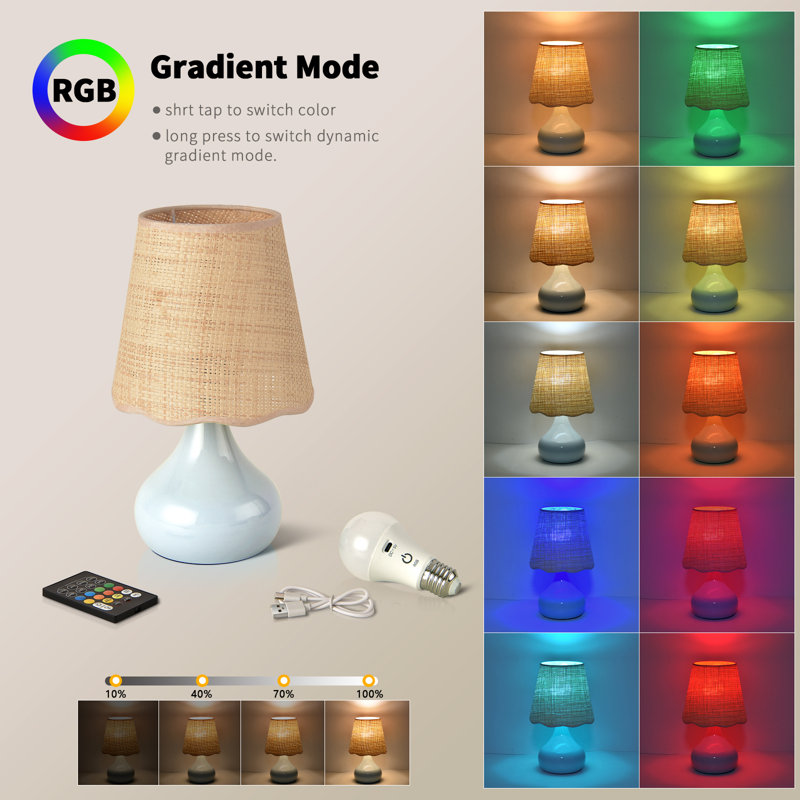 Table Lamp, Metal, Blue, Remote