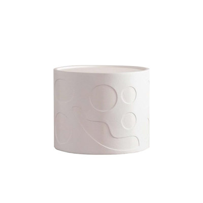 Round Side Table With Handcrafted Relief Design And Sturdy Pedestal Base, No Assembly Required For Living Room