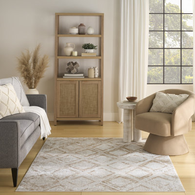 Leuchte 5'3" x 7' Ivory Beige Modern Indoor Rug