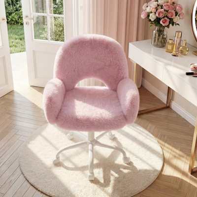 Mignon fauteuil de coiffeuse à dossier rond creux - Fauteuil de maquillage pivotant et réglable pour chambre à coucher, bureau de coiffeuse et bureau à domicile
