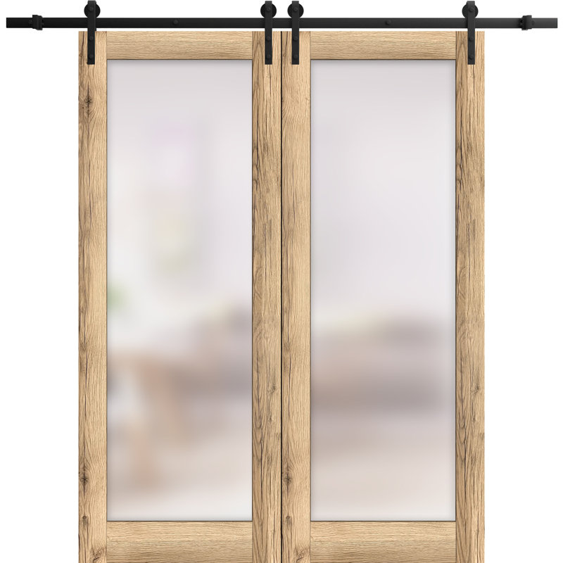 Porte de grange en bois lambrissé sans trousse de quincaillerie d’installation, 72 po x 80 po