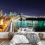 Minuit, néon, lumière, NYC, vue sur le port, paysages urbains, photographie, papier peint, peintures murales-93996679