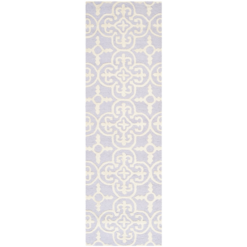 Clapham Hand-Tufted Wool Lavender/Ivory Area Rug, Runner 2'6" x 12'
