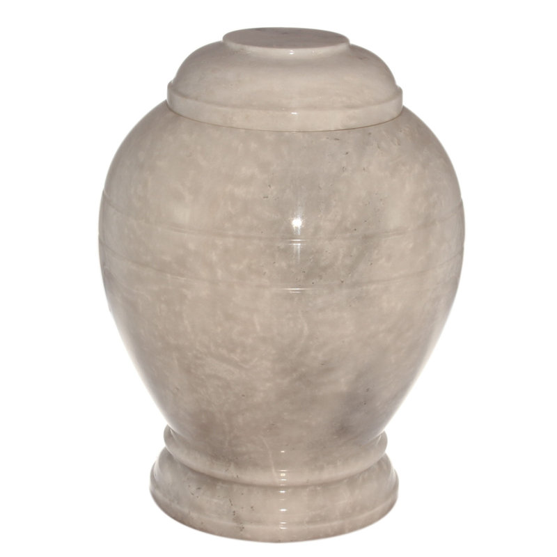 Urn ovale cremation avec couvercle Shaw, Blanc perle, H 11 po x l 8,5 po x P 8,5 po