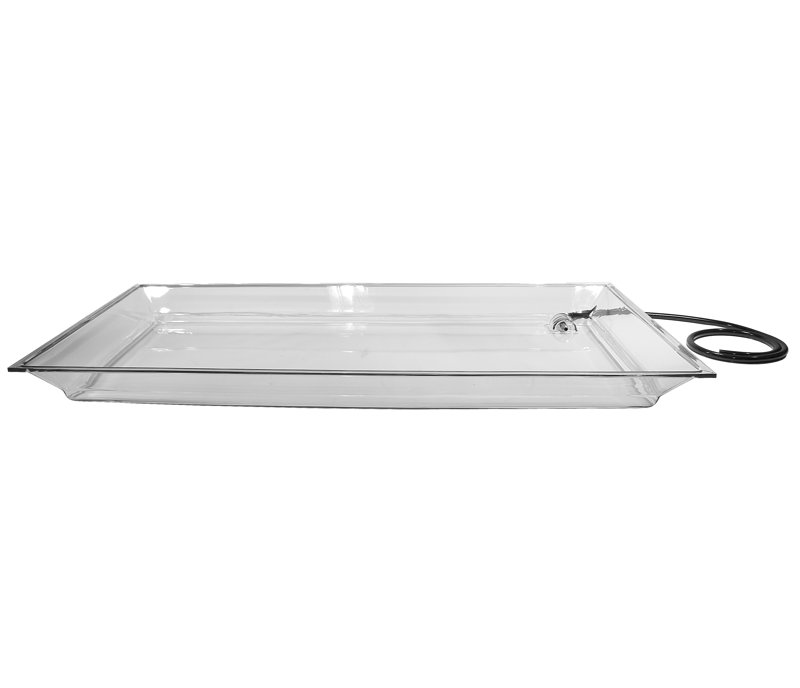 Bac à glace rectangulaire en acrylique transparent avec tuyau de drainage pour boîtier de glace, Grand