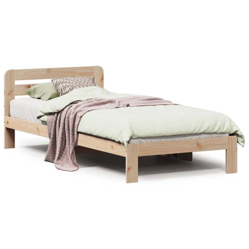 Tremaine Solid Wood Bed, Brown, 65.5cm H x 203.5cm W x 94cm D
