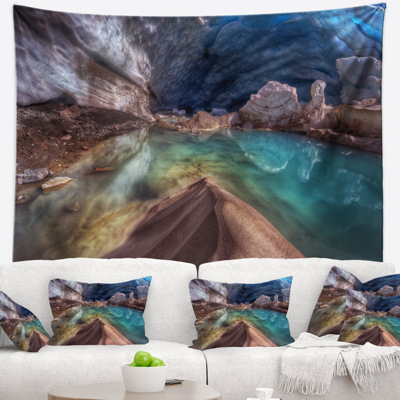 Tapisserie glacier de couleur paysage, H 32 po x l 39 po