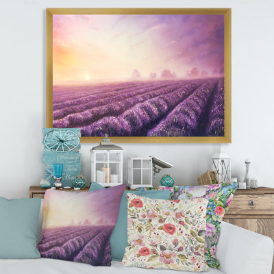 Lavender Fields pendant l'aube - reproduction sur toile