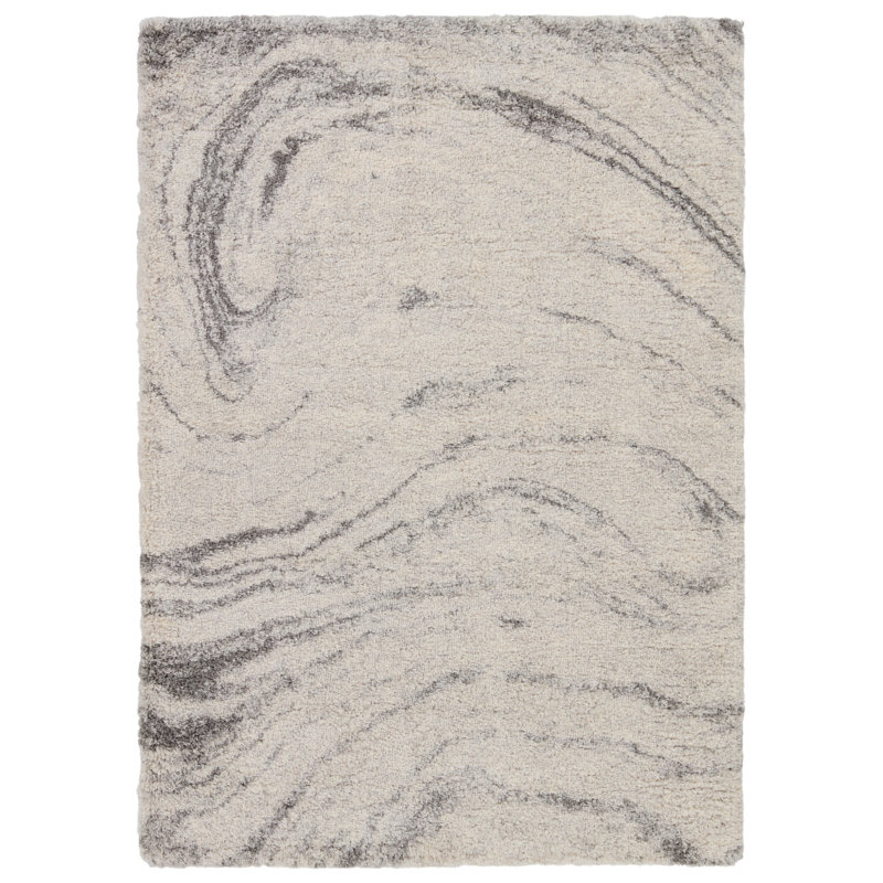 Tapis abstrait gris / crème Kaneohe, Rectangle 8 pi 10 po x 11 pi 9 po