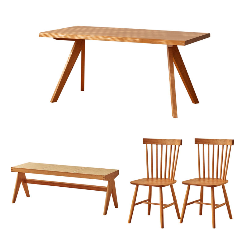 Ensemble de table en bois de cerisier Simple Creative, H 29,52 po x L 62,99 po x l 31,49 po