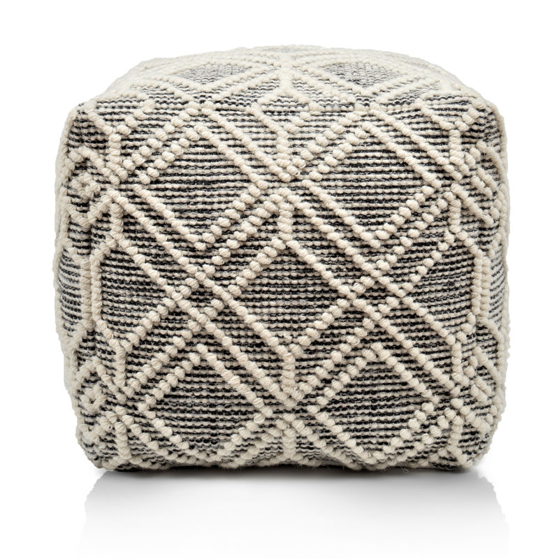 Pouf brun clair ADDO, Ivoire / laine gris anthracite
