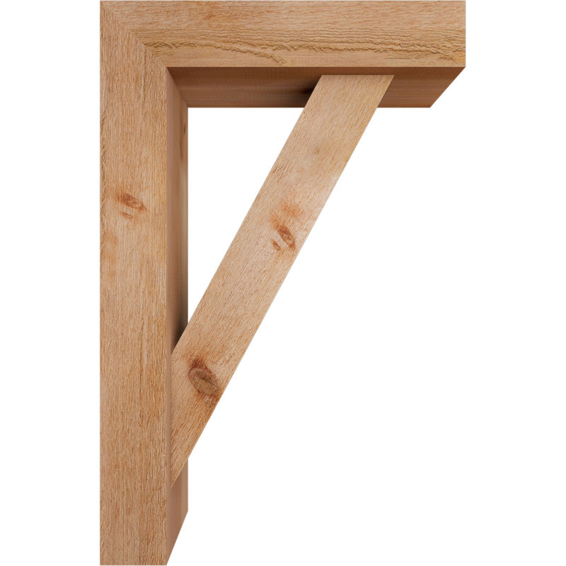 Traditional Block Bracket w/ Offset Brace, 34 x 22, 6"W Western Red Cedar (Rough Sawn)