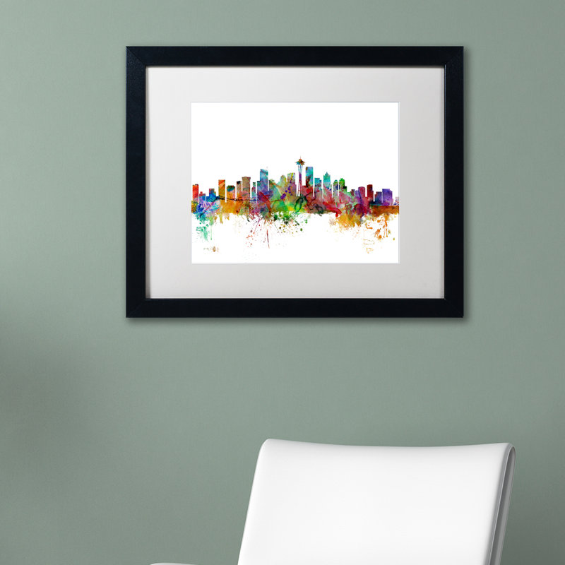 « seattle washington horizon », impression encadrée, H 11 po x l 14 po x P 0,5 po