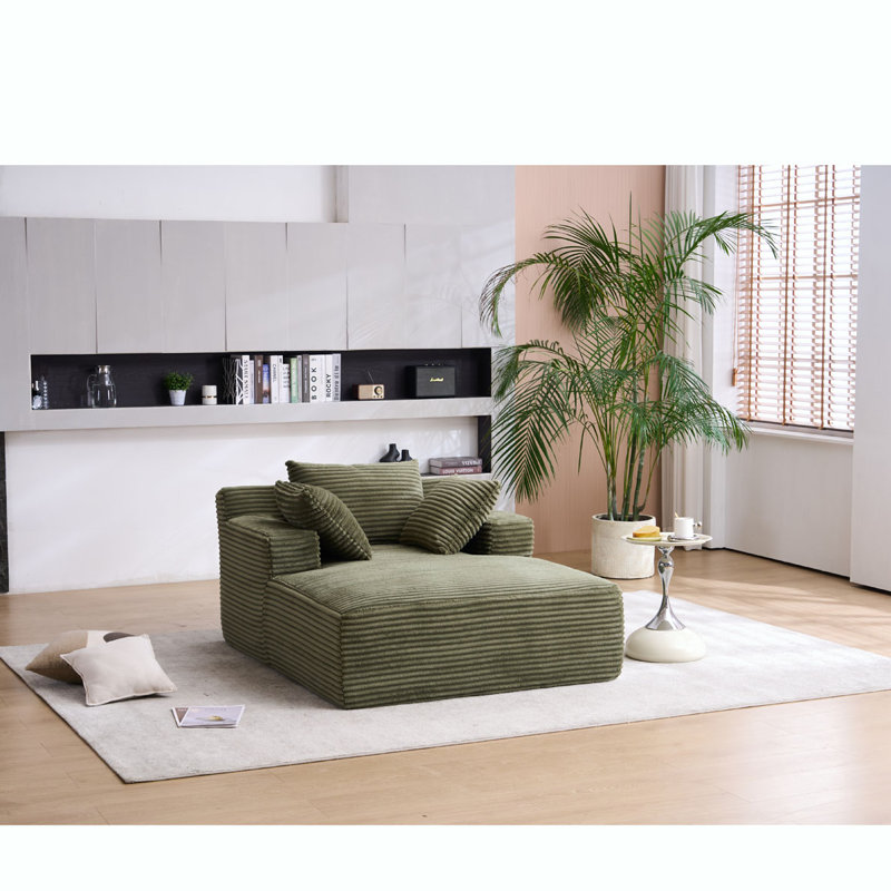 Chaise longue surdimensionnée, Velours côtelé vert