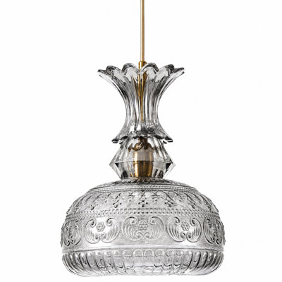 Vintage Industrial Cage Glass Pendant Light, 9 Inches Wide × 63 Inches High UL Listed