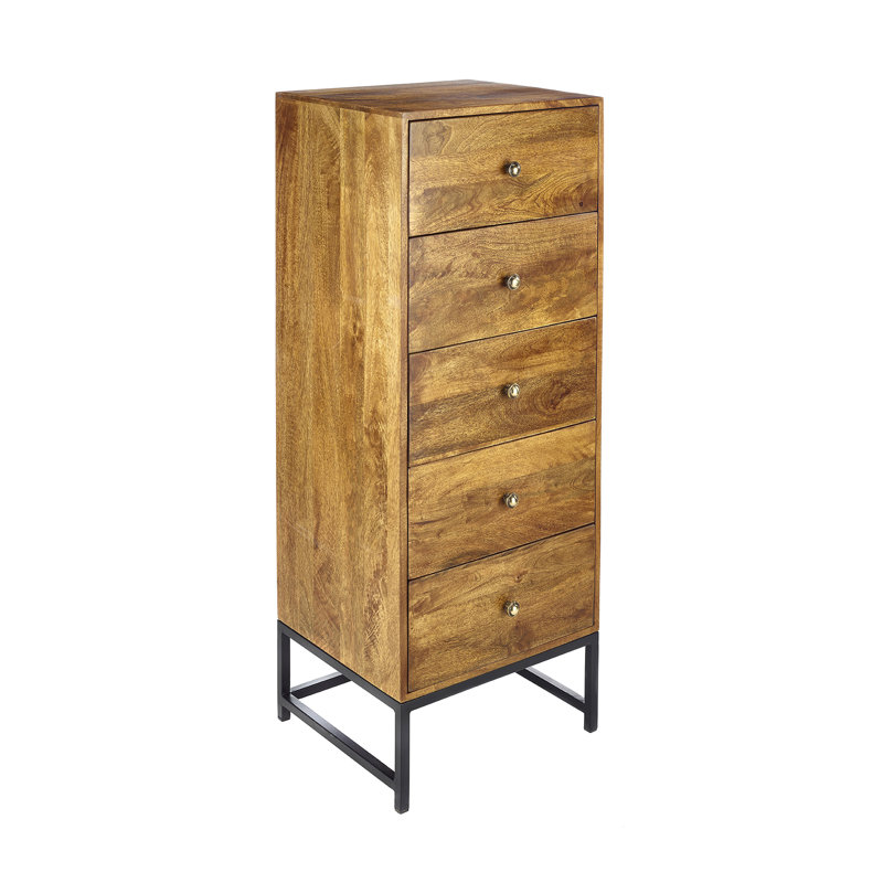 Lotsee Solid Wood 48cm W 5 - Drawer Chest of Drawers