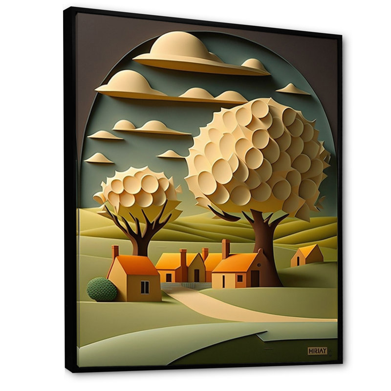 «White Trees In Te Mountain Village», reproduction sur toile, H 32 po x l 24 po x P 1 po, Cadre flottant noir